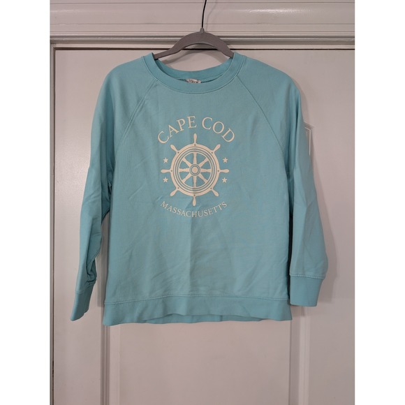 J. Crew Cape Cod Crewneck Graphic Sweatshirt Nautical Light Blue Small preppy - Picture 1 of 6